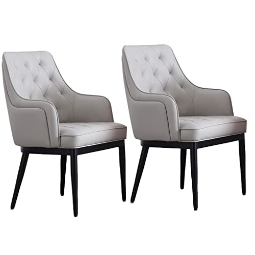 HBSSP Wohnzimmer-Esszimmerstühle 2er-Set,Moderne Küchenstühle Aus Nappa-PU-Leder Mit Hoher Rückenlehne, Gepolstertem Weichem Sitz, Mit Füßen Aus A3-Kohlenstoffstahl(Grey) von HBSSP