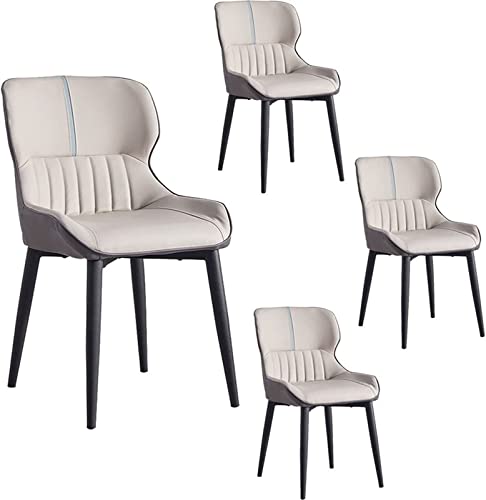 HBSSP Wohnzimmer-Esszimmerstühle 4er-Set, Moderne Küchen-PU-Leder-Thekenstühle Schwarz Gepolsterter Weicher Sitz-Lounge-Sessel(Beige) von HBSSP
