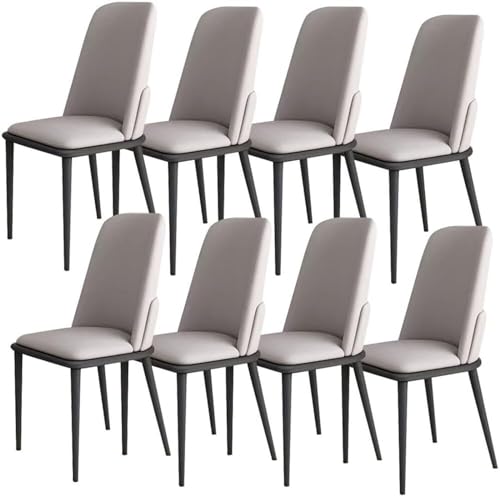 HBSSP Wohnzimmer-Seitenstuhl-Set mit 8 Stück, Kunstleder Küchen Esszimmerstühle Lounge-Thekenstühle Weich Gepolsterter Sitz for Büro, Lounge, Esszimmer, Küche, Schlafzimmer(Light Gray) von HBSSP