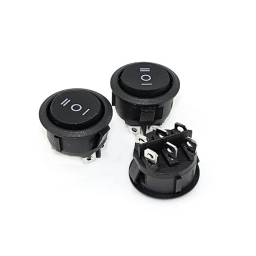 HBTSPJNT 5PCS KCD1-206 23mm Round Rocker Switches 3 Position 6 PIN ON-Off-ON Rocker Switch 10A 125VAC von HBTSPJNT