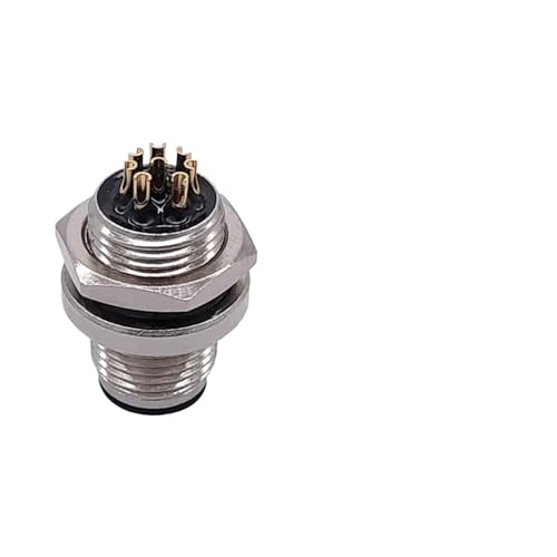 HBTSPJNT M12 3pin 4pin 5 8Pin Sensor Connector Panel Back Waterproof Flange Socket Threaded Coupling Male&Female A Code Connectors(M12 Male 8pin) von HBTSPJNT