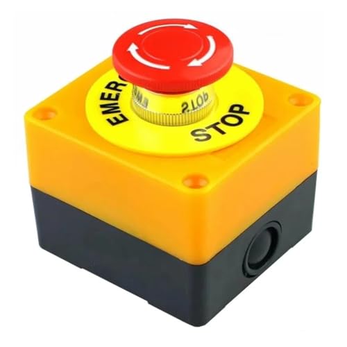 HBTSPJNT Shell Red Sign Push Button Switch DPST Mushroom Emergency Stop Button AC 660V 10A NO+NC LAY37-11ZS von HBTSPJNT