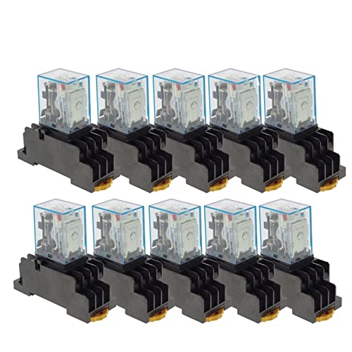 10PCS MY4NJ AC/DC12V 24V 36V 48V 110V 220V 380V Coil 5A 4NO 4NC Power Relay DIN Rail 14 Pin time Relay with Socket Base(Ac,24V) von HBW