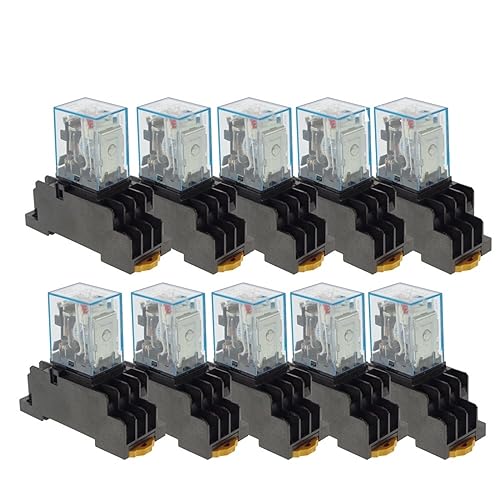 10PCS MY4NJ DC/AC 12V 24V 36V 48V 110V 220V Coil 5A 4NO 4NC Power Relay DIN Rail 14 Pin Time Relay with Socket Base(Ac,220V) von HBW