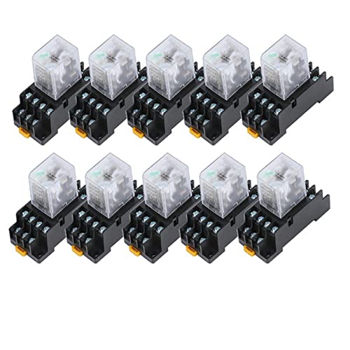 10PCS MY4NJ Pattern DC/AC 12V 24V 36V 48V 110V 220V 380V Coil 5A 4NO 4NC Power Relay DIN Rail 14 Pin Relay with Socket Base(Ac,24V) von HBW