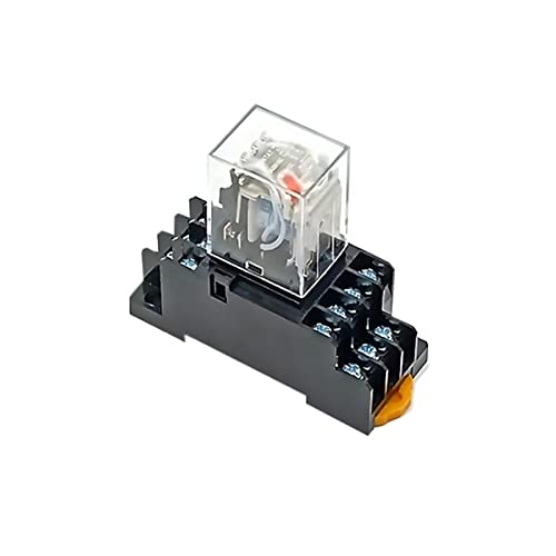 1Set Power Relay Coil DPDT Electromagnetic Relay Switch with Socket Base LED AC 110/220V DC 12/24V MY2/3/4NJ(My4nj Hh54p,DC24V) von HBW