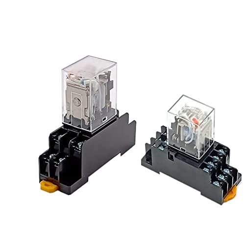 1Set Power Relay Coil DPDT Electromagnetic Relay Switch with Socket Base LED AC 110/220V DC 12/24V MY2/3/4NJ(My4nj Hh54p,Other Voltage) von HBW