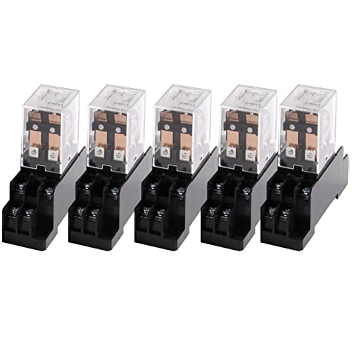 5 Sets New Pattern LY2NJ DC/12V 24V 110V 220V Coil Power Relay 8 Pins DPDT 10A LY2N-J HH62P JQX-13F with PTF08A Socket Base(DC220V) von HBW
