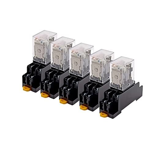 5Set Relay with Socket Base Coil General DPDT Mini Electromagnetic Relay Switch LED AC 110/220V DC 12/24V MY2NJ MY3NJ MY4N(My3nj Hh53p,Other Voltage) von HBW