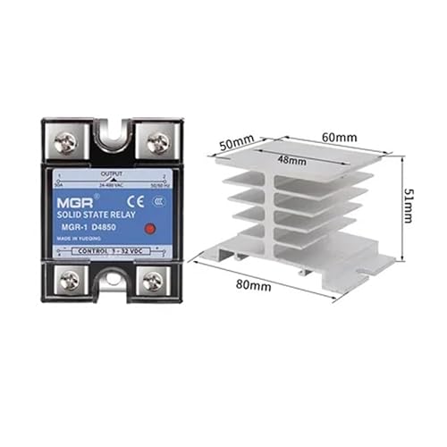 MGR-1 D4850/SSR-50DA Single phase solid state relay 50A DC DC control AC(Relay and heat sink) von HBW