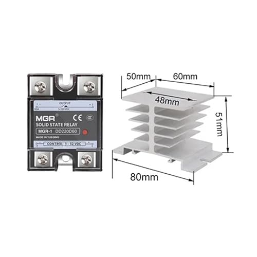 MGR-1 DD220D60 DC to DC SSR-60DD Solid State Relay input voltage 3-32V DC to output voltage 5-220VDC 60A SSR(Relay and heat sink) von HBW