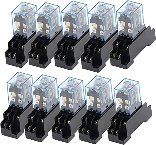 Relay 10set 12V 24V DC 110V 220V 380V AC Coil Power Relay LY2NJ DPDT 8 Pin HH62P JQX-13F with Socket Base(AC 12V) von HBW