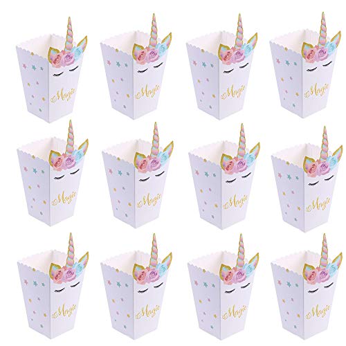 12 Stück Popcorn Boxen, Einhorn Snack Popcorn Tüten Candy Container Party Supplies für Kinder Geburtstag Partyzubehör von HBYMYDA