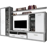Wohnwand CanCan Beton Optik weiß B/H/T: ca. 285x195x40 cm von XXXL