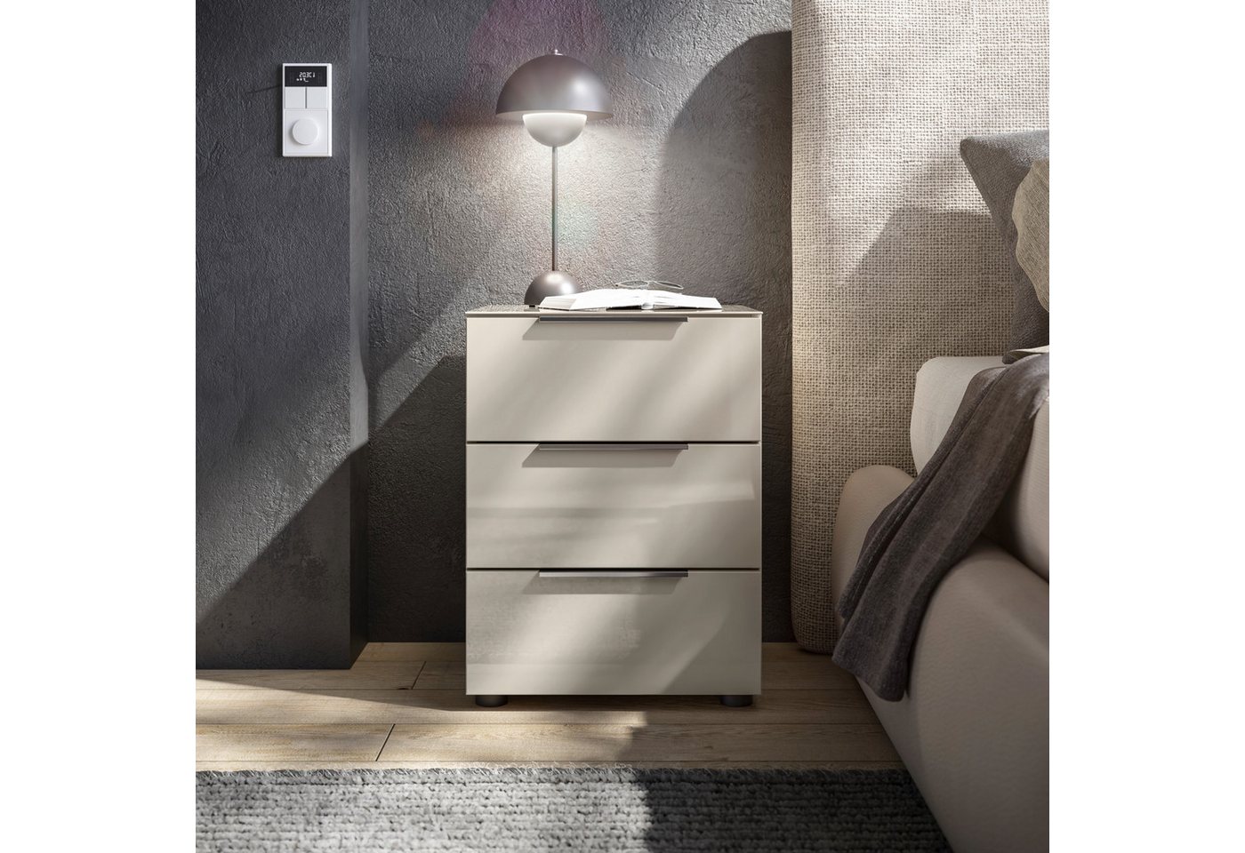 HBZ Nachtkommode Santorin Nachtkonsole, BxHxT 45x61x40 cm (1 St), Breite 45cm, Softclose für Schubkästen, Melaminbeschichtung von HBZ