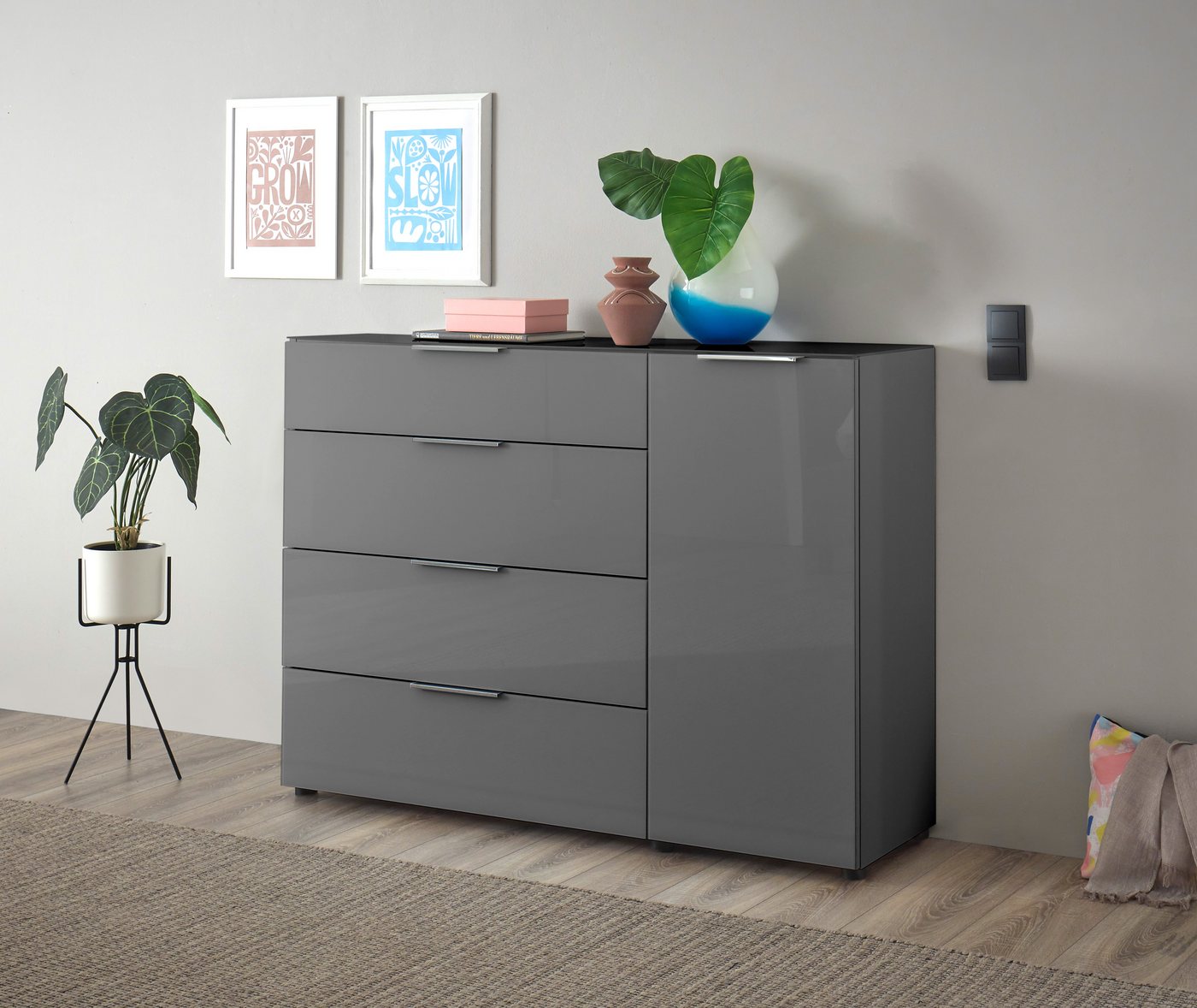 HBZ Kommode Santorin, BxHxT 135x99x40 cm (1 St), Breite 135cm, Softclose für Türen und Schubkästen, Melaminbeschichtung von HBZ