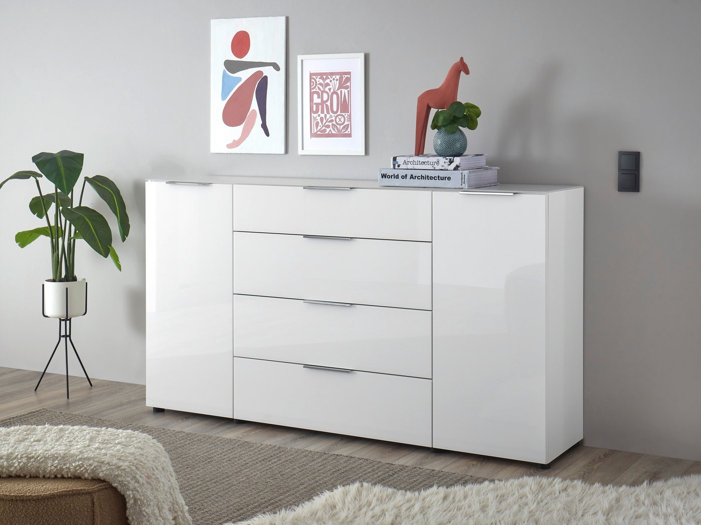 HBZ Kommode Santorin, BxHxT 180x99x40 cm (1 St), Breite 180cm, Softclose für Türen und Schubkästen, Melaminbeschichtung von HBZ