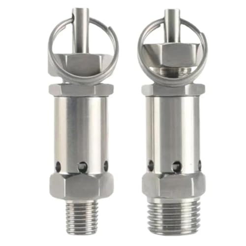 HBZSKCKC 1/4" 3/8" 1/2" BSPT Male 0.5 1 2 3-10 Bar Adustable 304 Stainless Sanitary Spring Pressure Relief Safety Valve Air Compressor(1/2",BSPT Male_8 BAR Fixed) von HBZSKCKC