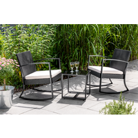 3 tlg. Rattan Schaukelstuhl Set Balkonset schwarz von HC Garten & Freizeit