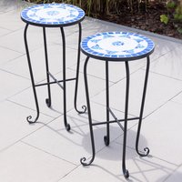 2er Beistelltisch rund Stahl blau & weiß Ø 34 x 62 cm 2er Beistelltisch rund Stahl blau & weiß Ø 34 x 62 cm von HC Garten & Freizeit