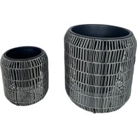 2er Set Blumentopf Flecht Optik mit Plastiktöpfen von HC Garten & Freizeit