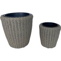 2er Set Blumentopf Rattan Optik mit Plastiktöpfen von HC Garten & Freizeit