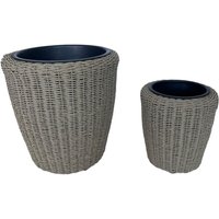 HC Garten & Freizeit 2er Set Blumentopf Rattan Optik mit Plastiktöpfen von HC Garten & Freizeit