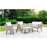Lounge Set 11 tlg. mit Rücken- und Sitzauflagen creme/grau von HC Garten & Freizeit