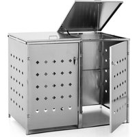 2er Mülltonnenbox Raute aus Edelstahl, ca. 138 x 115 x 77,5 cm - Silber von HC Garten & Freizeit