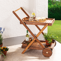 Servierwagen mit Rollen aus Akazienholz, ca. 82 x 60 x 90 cm von HC Garten & Freizeit