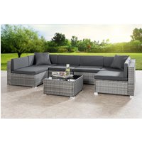 23tlg. XXL Ecklounge-Set mit Polsterauflagen U Form - Grau von HC Garten & Freizeit