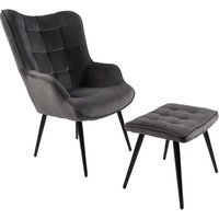 Hochlehnsessel Ella mit Hocker, anthrazit von HC Home & Living