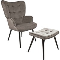 Hochlehnsessel Ella mit Hocker, braun von HC Home & Living
