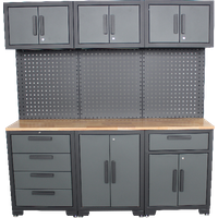 Garagenschrank 7 tlg. 180x 42x 183 cm schwarz von HC Tools
