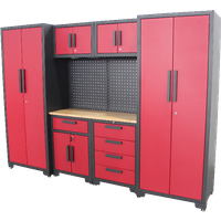 Garagenschrank 7 tlg. 270x 47x 193 cm, rot von HC Tools