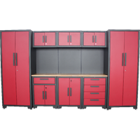 Garagenschrank 9 tlg. 330x 47x 193 cm, rot von HC Tools