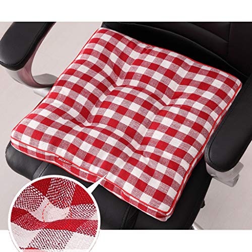 Kariertes Büro Stuhlkissen, Baumwolle Leinen Verdickung Studentin Dining Sitzpolster Wicker Tatami Sitzauflage Bodenkissen Kissen Flauschiges Gesteppt Hocker Kissen (H,45x45x10cm(18x18x4inch)) von HC&WT