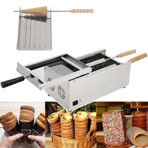 HCAUYNN Kurtos-Kalacs-Maschine FüR KaminbröTchen Mit 2 Walzen, 1600-W-KaminbröTchengrill Und BröTchenschneider-Set von HCAUYNN