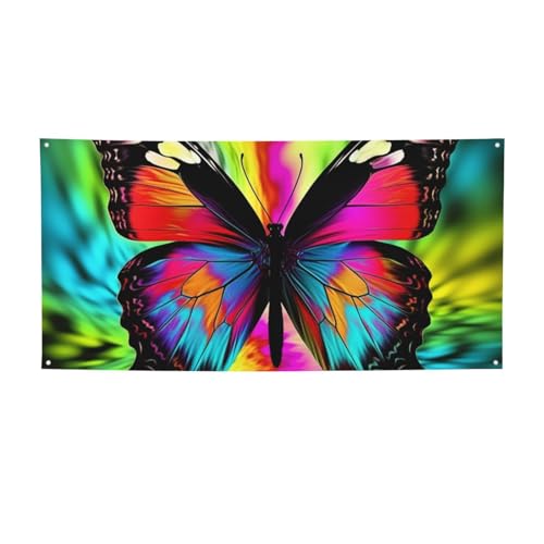 Große Banner und Schilder, bunte Schmetterlingsflaggen, personalisierbar, Party-Banner, Wandbehang, Hintergrund mit Seil zum Aufhängen, für Innenwand, Außenbereich, Büro, klein von HCBPWVQA