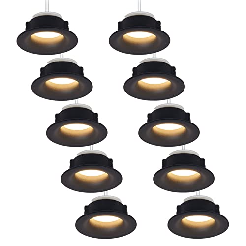 HCFEI 10x LED Einbaustrahler Set rund - schwarz 5 Watt warmweiß dimmbar 230V flach – Einbauleuchte Ø 68-76 mm Bohrloch – Einbau-Spot Decken-Strahler Deckeneinbaustrahler von HCFEI