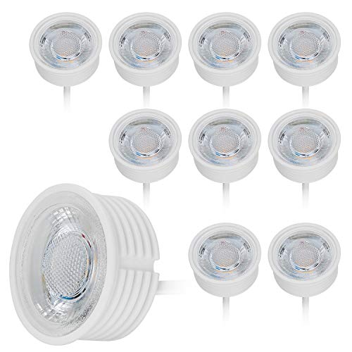 HCFEI LED Modul flach Keramik GU10 Ersatz 230V 5 Watt Warmweiß 3000K Dimmbar Einbaustrahler Einbau-Spot 38°Abstrahlwinkel (10er) von HCFEI