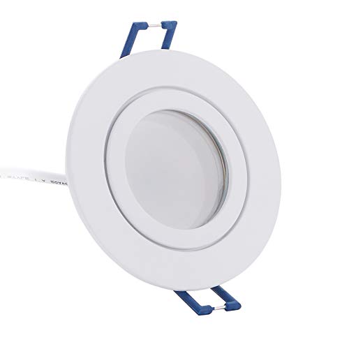 HCFEI 3er Set LED Einbaustrahler rund flach 5W dimmbar Neutralweiß 4000K 230V IP44 – geeignet für Bad, Küche, Sauna, Außenbereich – Ø60-70mm Bohrloch(Weiß - Neutralweiß) von HCFEI