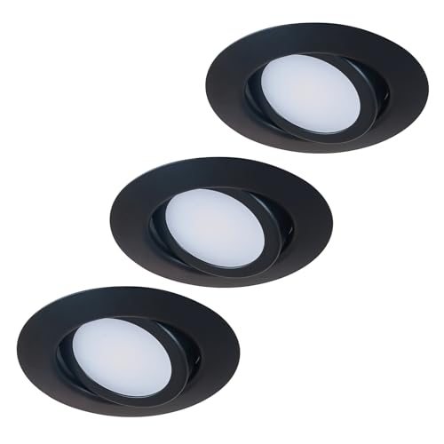 HCFEI LED Einbaustrahler Flach Dimmbar, Schwenkbar 5W LED Spots 230V, IP44 Bad Einbauleuchten Deckenspots Einbauspots, 3CCT Warmweiß Neutralweiß Kaltweiß (3er set, Schwarz, 120°) von HCFEI