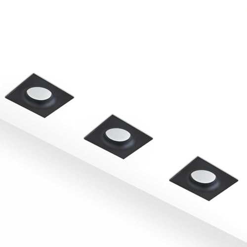HCFEI LED Einbaustrahler Set eckig - schwarz 5 Watt dimmbar 230V flach blendfrei – Einbauleuchte Ø 68mm Bohrloch – Einbau-Spot Decken-Strahler Deckeneinbaustrahler (6er set - Warmweiß) von HCFEI
