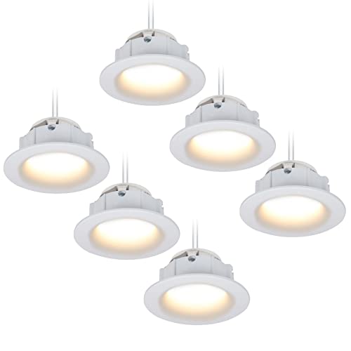 HCFEI LED Einbaustrahler Set rund - Weiß 5 Watt Neutralweiß 4000K dimmbar 230V flach – Einbauleuchte Ø 68mm Bohrloch – Einbau-Spot Decken-Strahler Deckeneinbaustrahler (6er Set) von HCFEI