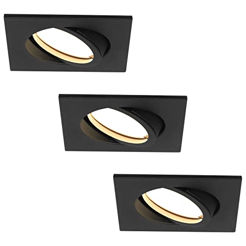 HCFEI LED Einbaustrahler ultra Flach | 425 Lumen | 230V 5W | Dimmbar | Gehäuse Eckig | Schwenkbar | Schwarz (3er - Neutralweiß) von HCFEI