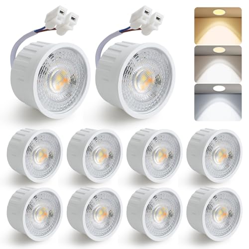 HCFEI LED Modul Ultra Flach ø50x24mm für Einbaustrahler, 5W 450lm 38° 230V, Warmweiß Naturalweiß Kaltweiß, Ersetzt GU10 MR16 Leuchtmittel, IP44 Wasserdicht (10 Stück (1er Pack)) von HCFEI