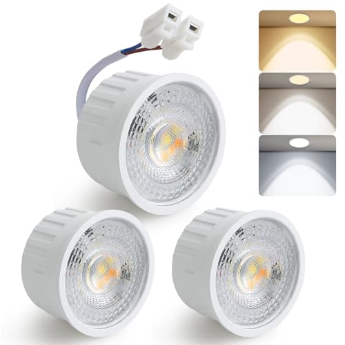 HCFEI LED Modul Ultra Flach ø50x24mm für Einbaustrahler, 5W 450lm 38° 230V, Warmweiß Naturalweiß Kaltweiß, Ersetzt GU10 MR16 Leuchtmittel, IP44 Wasserdicht (3 Stück (1er Pack)) von HCFEI