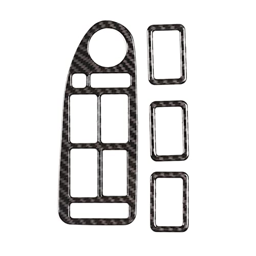 HCGLED Etsuhiro Auto Tür Fenster Glas Lift Schalter Rahmen Abdeckung Trim Für B&MW 5er E39 1996-2003 Innenausstattung (Color : Kohlefaser) von HCGLED