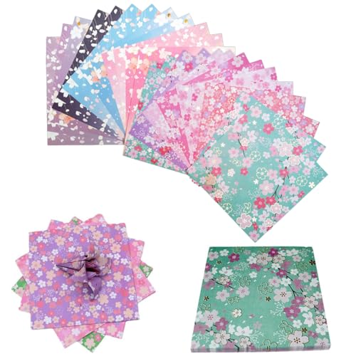 120 Blatt Origamipapier 15 x 15 cm Japanisches Kirschblüten Muster,Doppelseitiges Farbiges Origami Papier kirschblüte Weihnachtsorigami Papier Washi-Papier für DIY Kunst und Bastelprojekte von HCHES